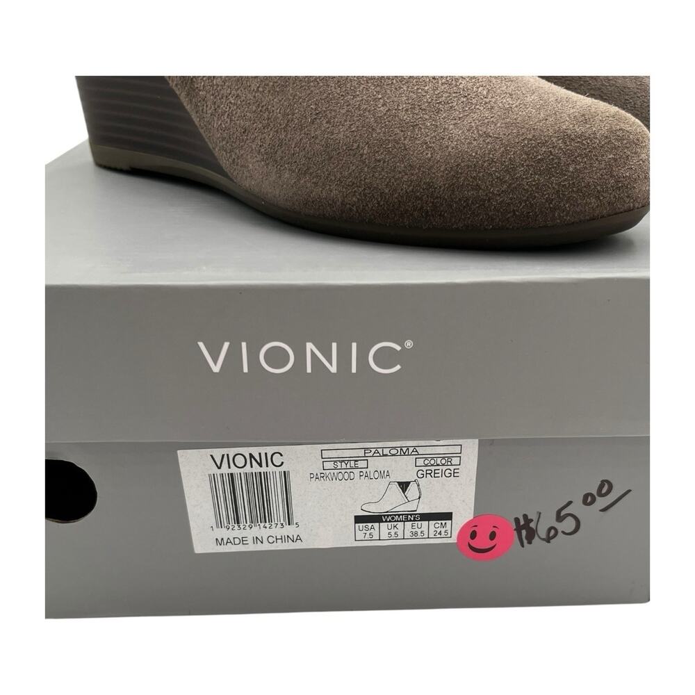 Vionic Womens Grey Wedge Ankle Boots Sz 7.5 Weather Resistant New w/box Paloma - Picture 2 of 9